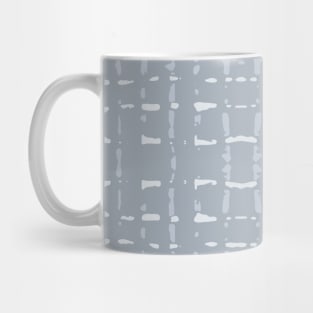 Abstract stripes and squares on a steel blue background Mug